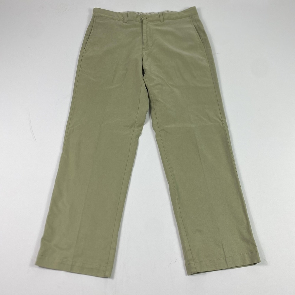 Tommy Bahama Pants Mens 33 Khaki Stretch‎ Lyocell Chino Flat Front Palm Logo